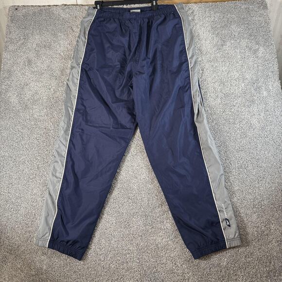 Vintage Y2K Reebok Nylon Track Pants 36x30 Warm Up Lined Zip Ankle Drawstring XL - Picture 1 of 16